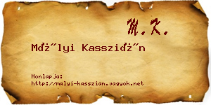 Mályi Kasszián névjegykártya
